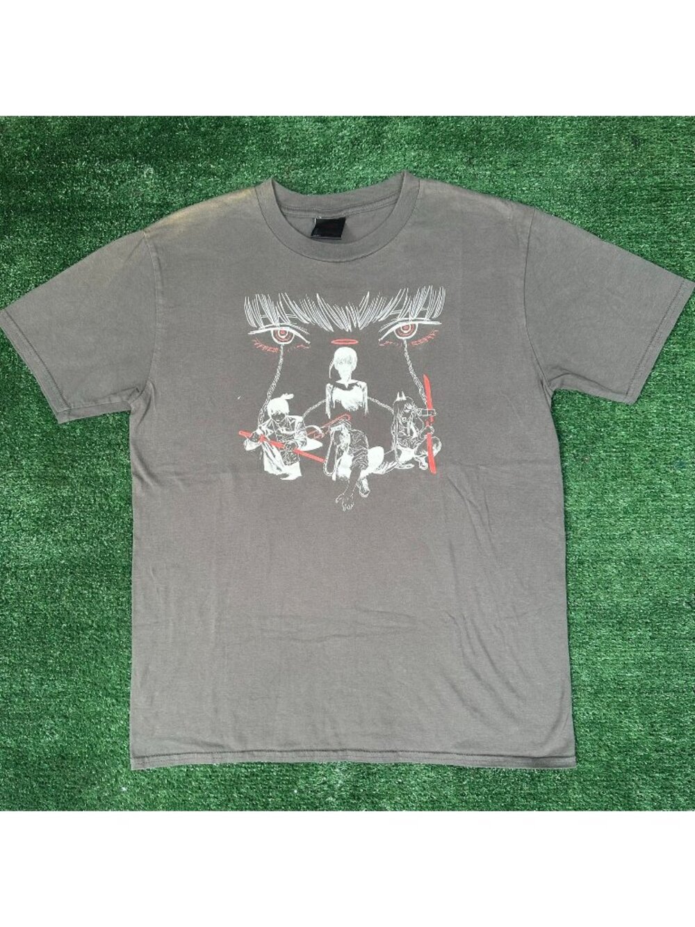 Chainsaw Man Gun Devil World Tour T-Shirt Gray M Anime Manga Grunge Streetwear